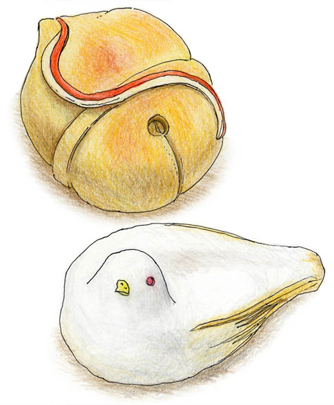 福寿堂秀信の上生菓子、七五三の鈴と鳩笛
